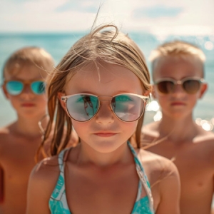 Children at the beach, AI-gen