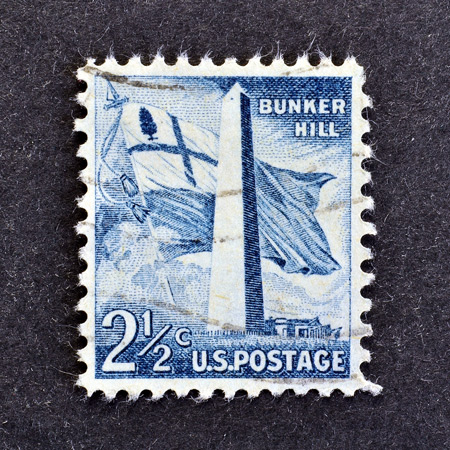 Boston stamp, cancelled, Bunker Hill