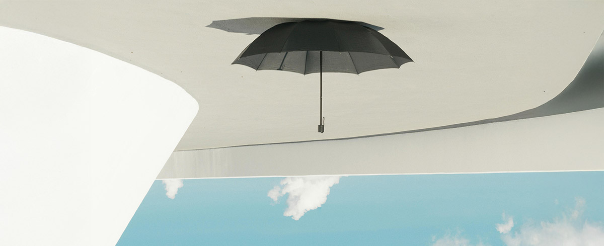 Umbrella and sky inverted image